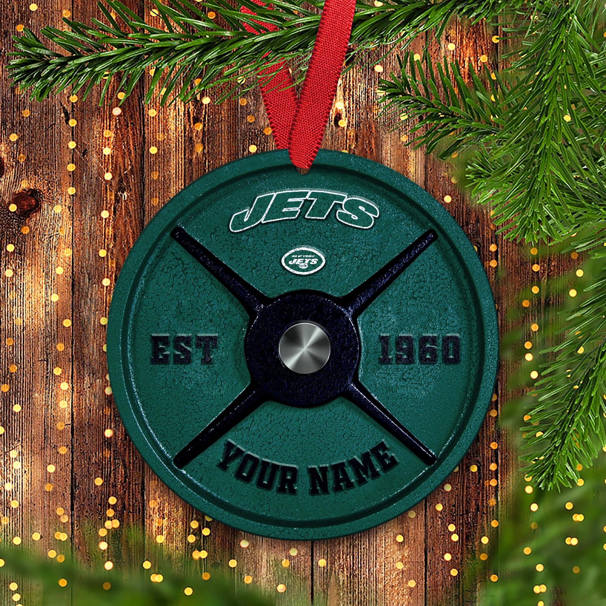 New York Jets Fitness Circle Aluminium Custom Ornament 2 Side Trending New Arrivals H52884 ETUG311023