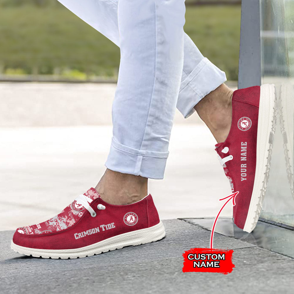 NCAA Alabama Crimson Tide Custom Name Hey Dude Shoes 05 M79