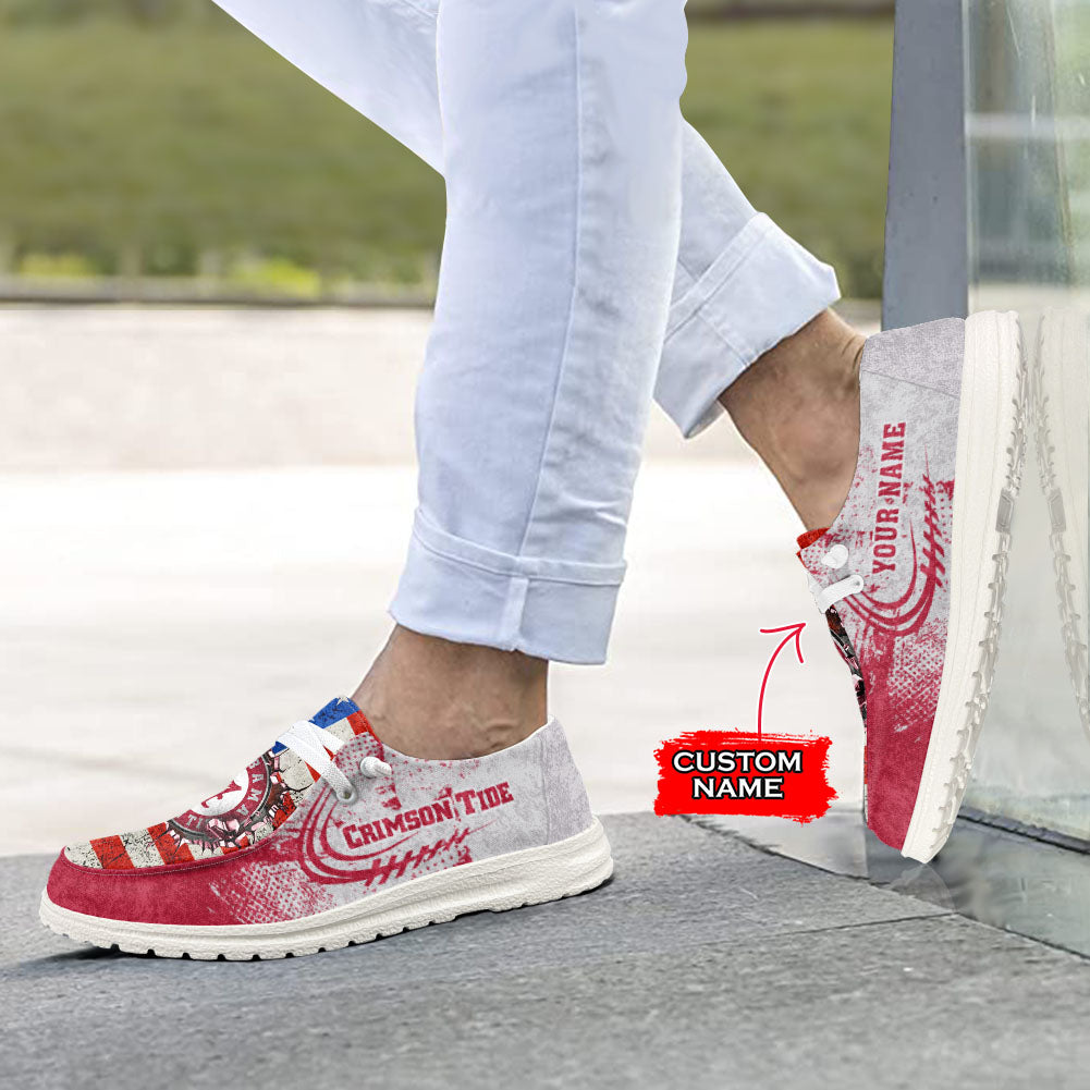 NCAA Alabama Crimson Tide Custom Name Hey Dude Shoes 07 M79