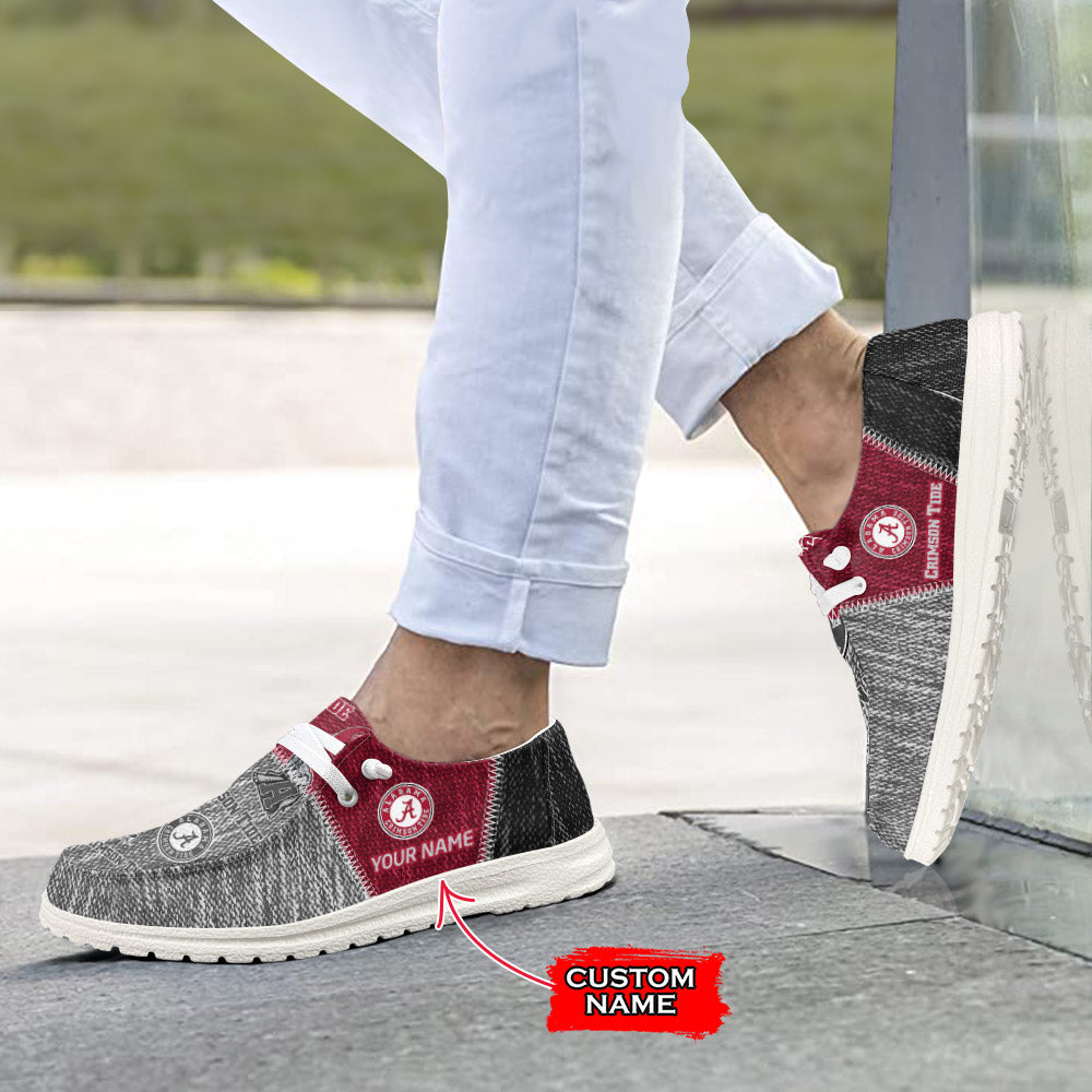 NCAA Alabama Crimson Tide Custom Name Hey Dude Shoes 08 M79