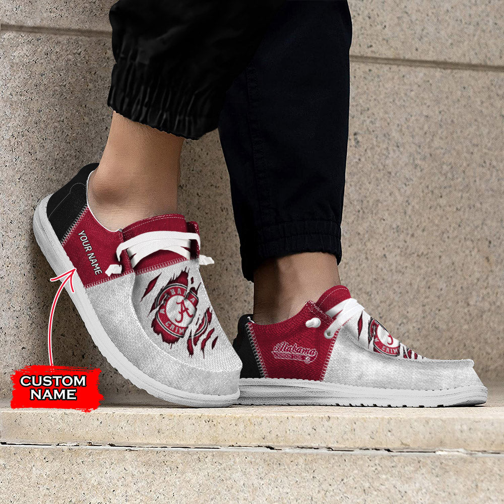 NCAA Alabama Crimson Tide Custom Name Hey Dude Shoes 09 M79