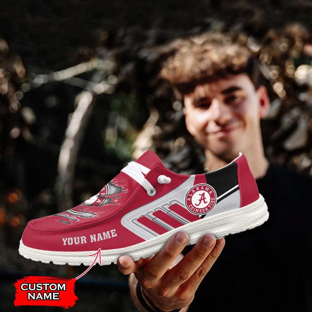 NCAA Alabama Crimson Tide Custom Name Hey Dude Shoes 11 M79
