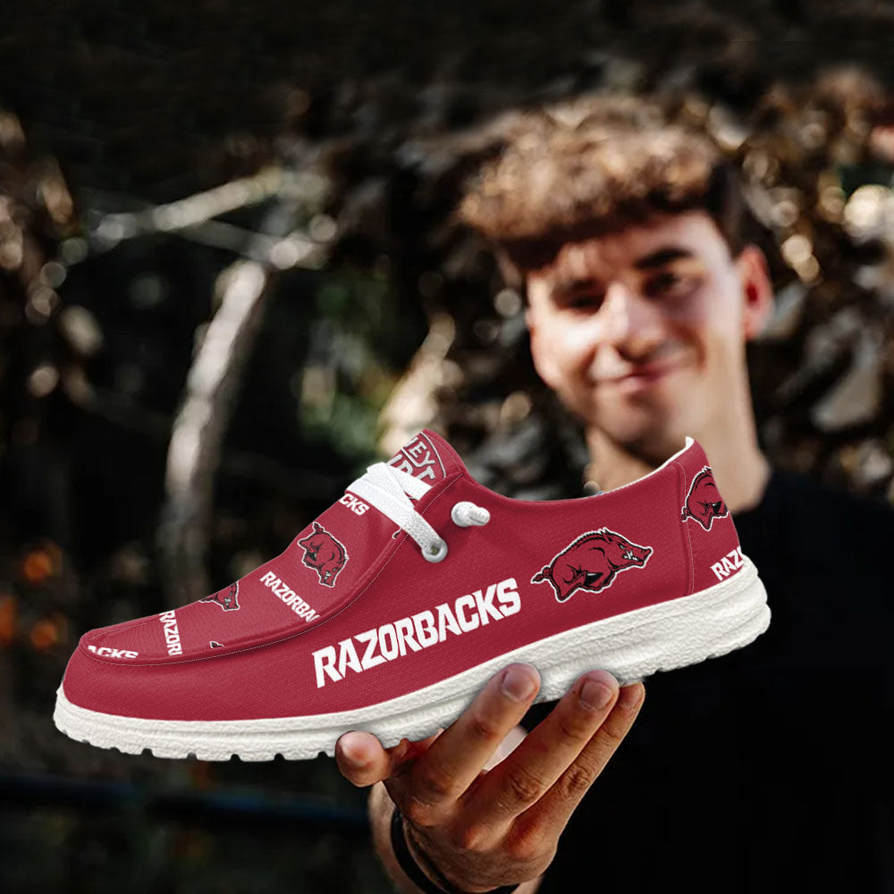NCAA Arkansas Razorbacks - Custom Name Hey Dude Shoes 02
