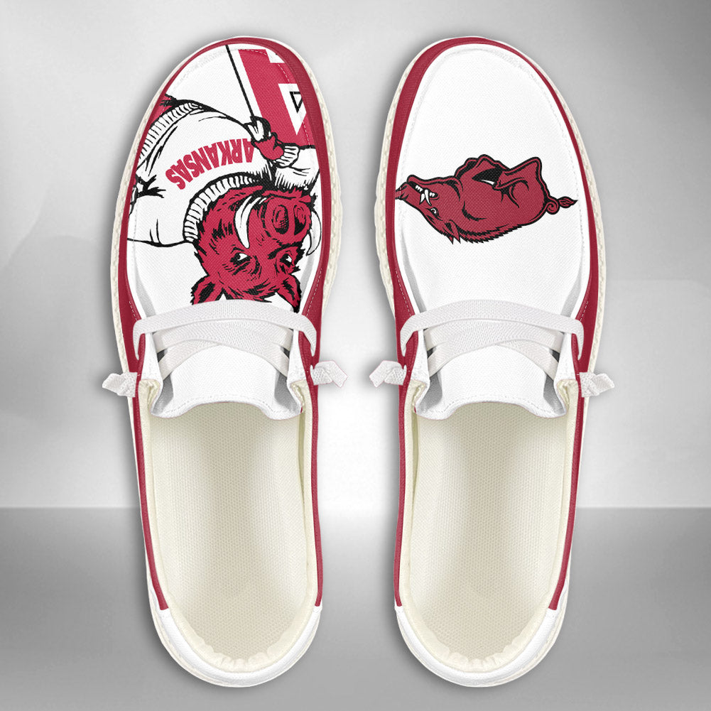 NCAA Arkansas Razorbacks - Custom Name Hey Dude Shoes 02