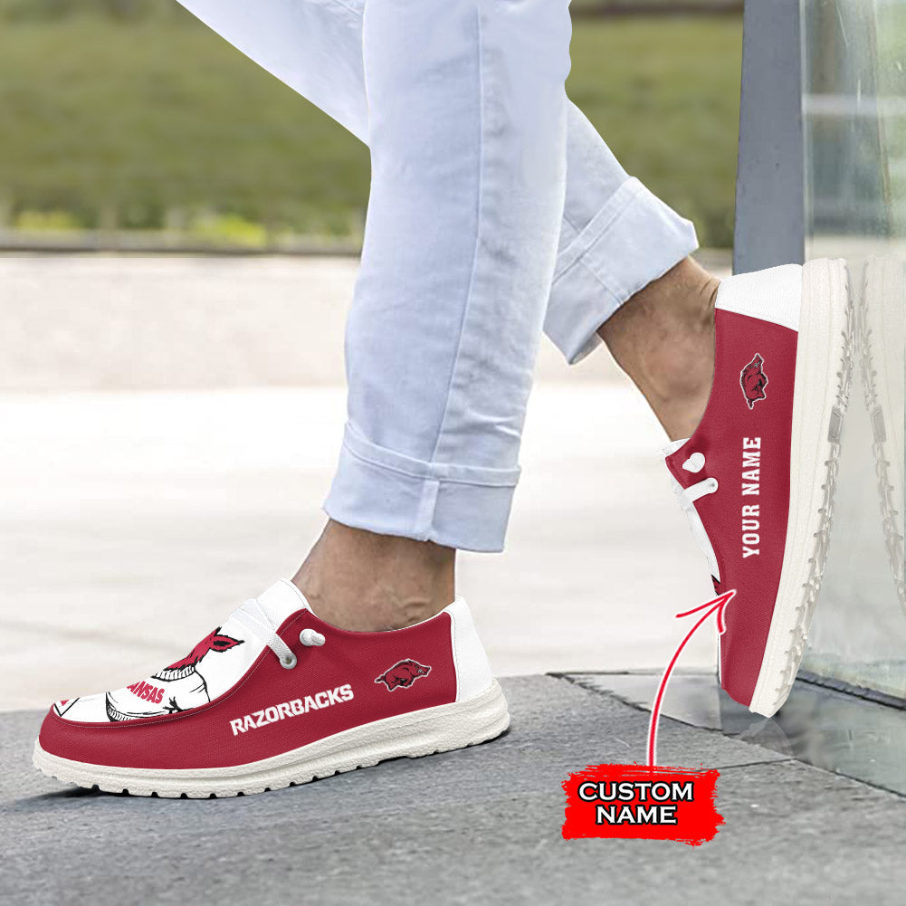 NCAA Arkansas Razorbacks - Custom Name Hey Dude Shoes 02