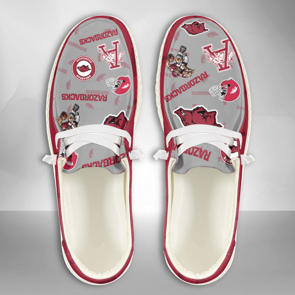 NCAA Arkansas Razorbacks Custom Name Hey Dude Shoes 02 M12