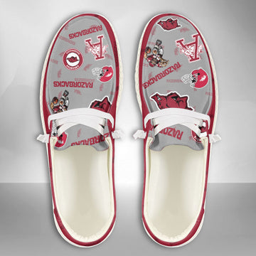NCAA Arkansas Razorbacks Custom Name Hey Dude Shoes 02 M12