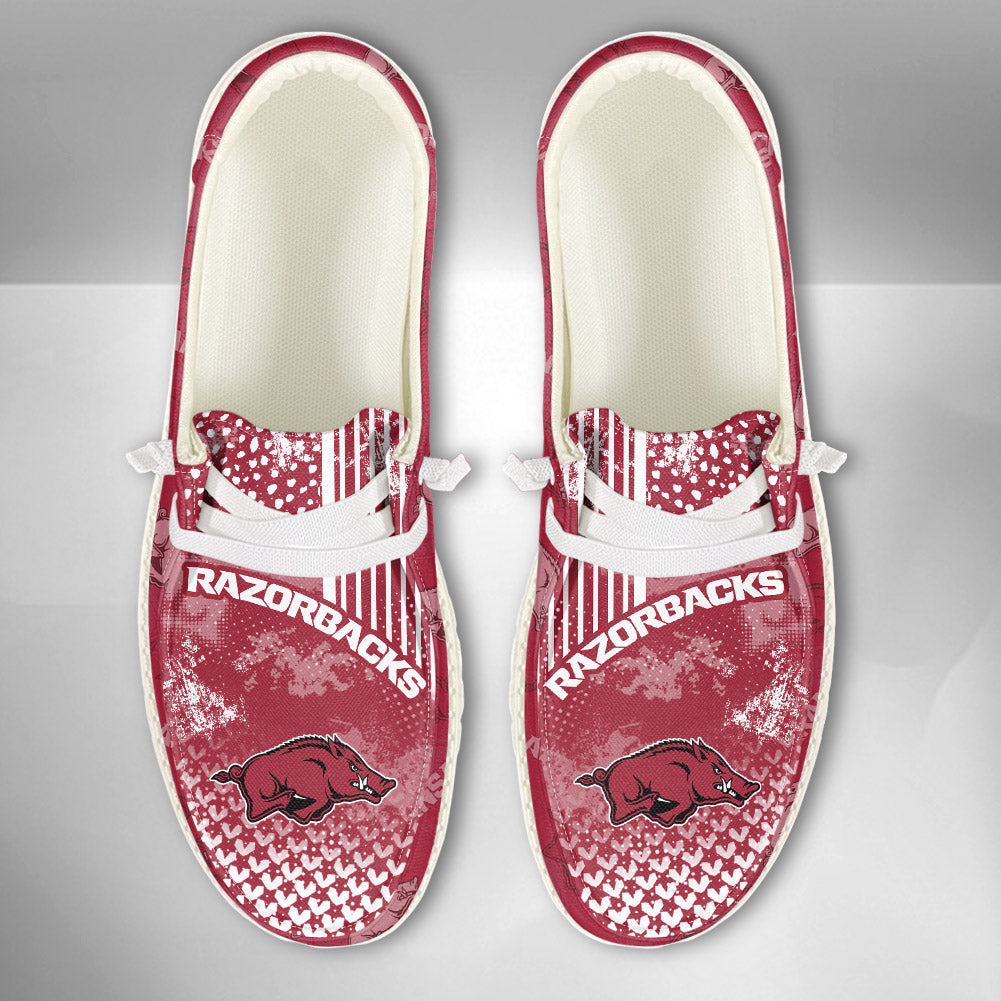 NCAA Arkansas Razorbacks Custom Name Hey Dude Shoes 03 M7