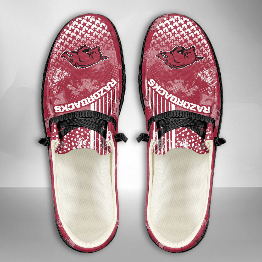 NCAA Arkansas Razorbacks Custom Name Hey Dude Shoes 03 M7