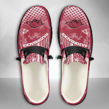 NCAA Arkansas Razorbacks Custom Name Hey Dude Shoes 03 M7