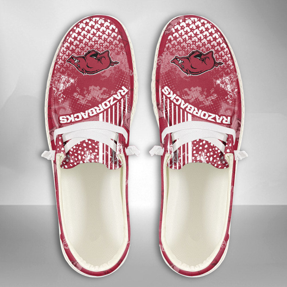 NCAA Arkansas Razorbacks Custom Name Hey Dude Shoes 03 M7