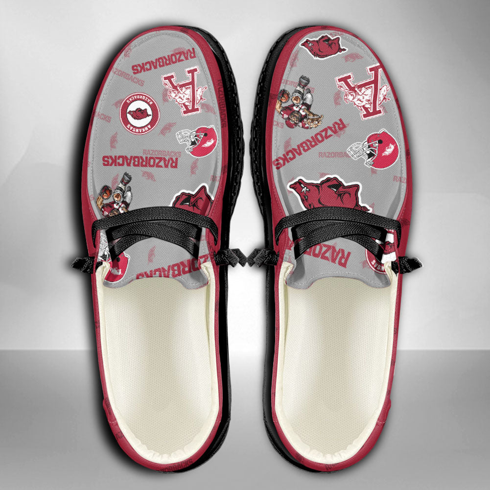 NCAA Arkansas Razorbacks Custom Name Hey Dude Shoes 04