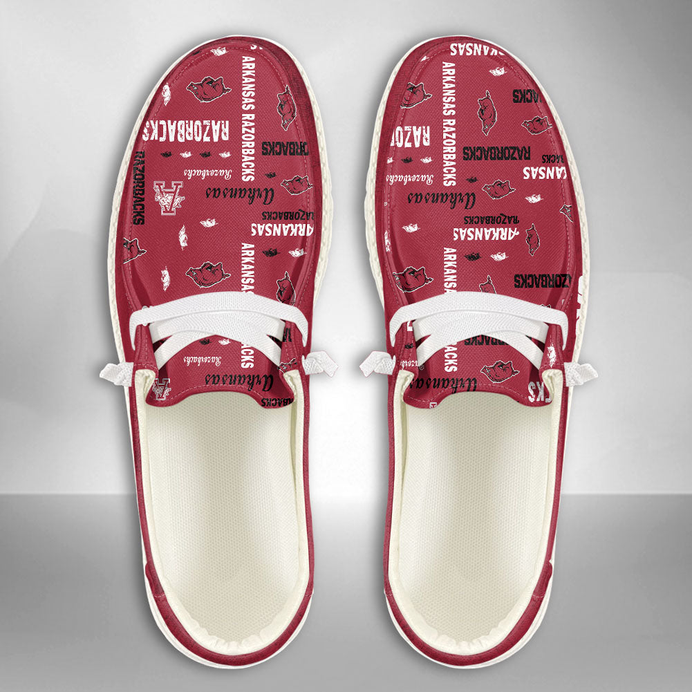 NCAA Arkansas Razorbacks Custom Name Hey Dude Shoes 04 M12