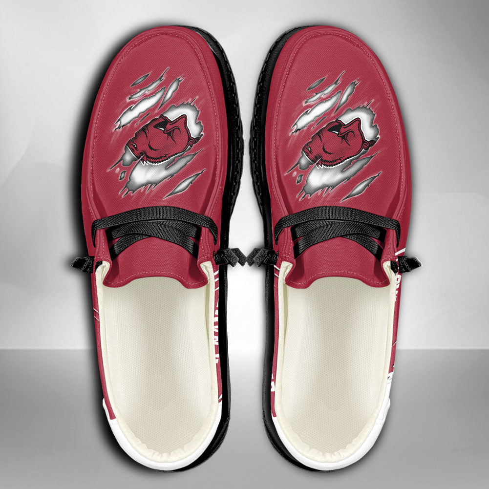 NCAA Arkansas Razorbacks Custom Name Hey Dude Shoes 06 M7