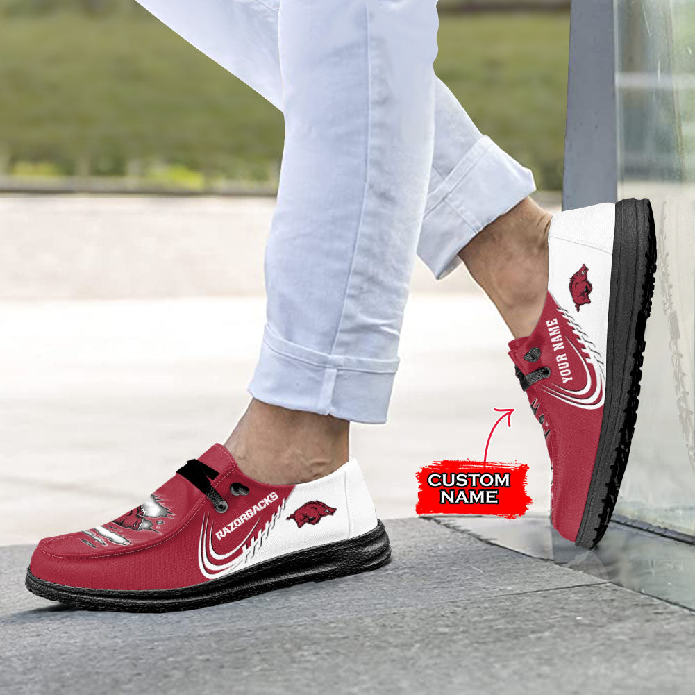 NCAA Arkansas Razorbacks Custom Name Hey Dude Shoes 06 M7