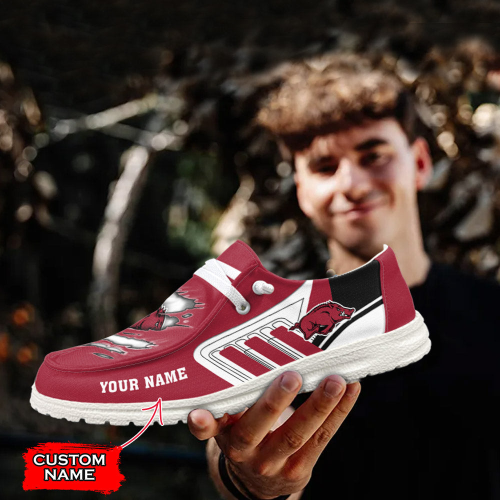 NCAA Arkansas Razorbacks Custom Name Hey Dude Shoes 07 M7