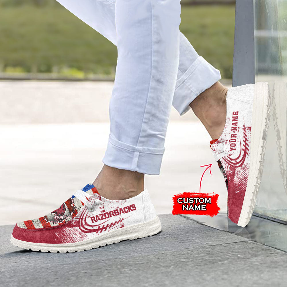 NCAA Arkansas Razorbacks Custom Name Hey Dude Shoes 07 M79