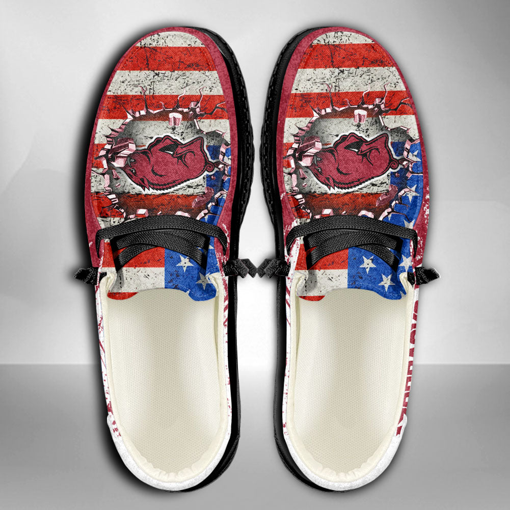 NCAA Arkansas Razorbacks Custom Name Hey Dude Shoes 07 M79