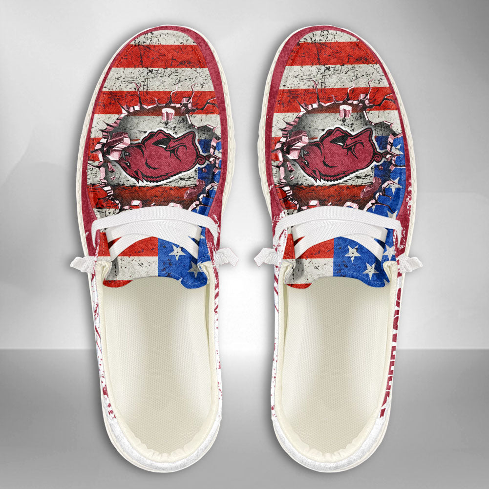 NCAA Arkansas Razorbacks Custom Name Hey Dude Shoes 07 M79