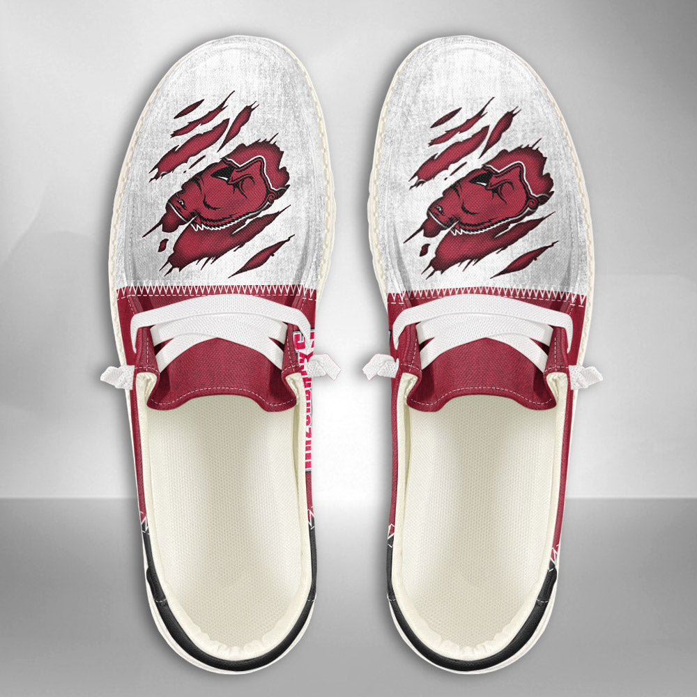 NCAA Arkansas Razorbacks Custom Name Hey Dude Shoes 09 M79