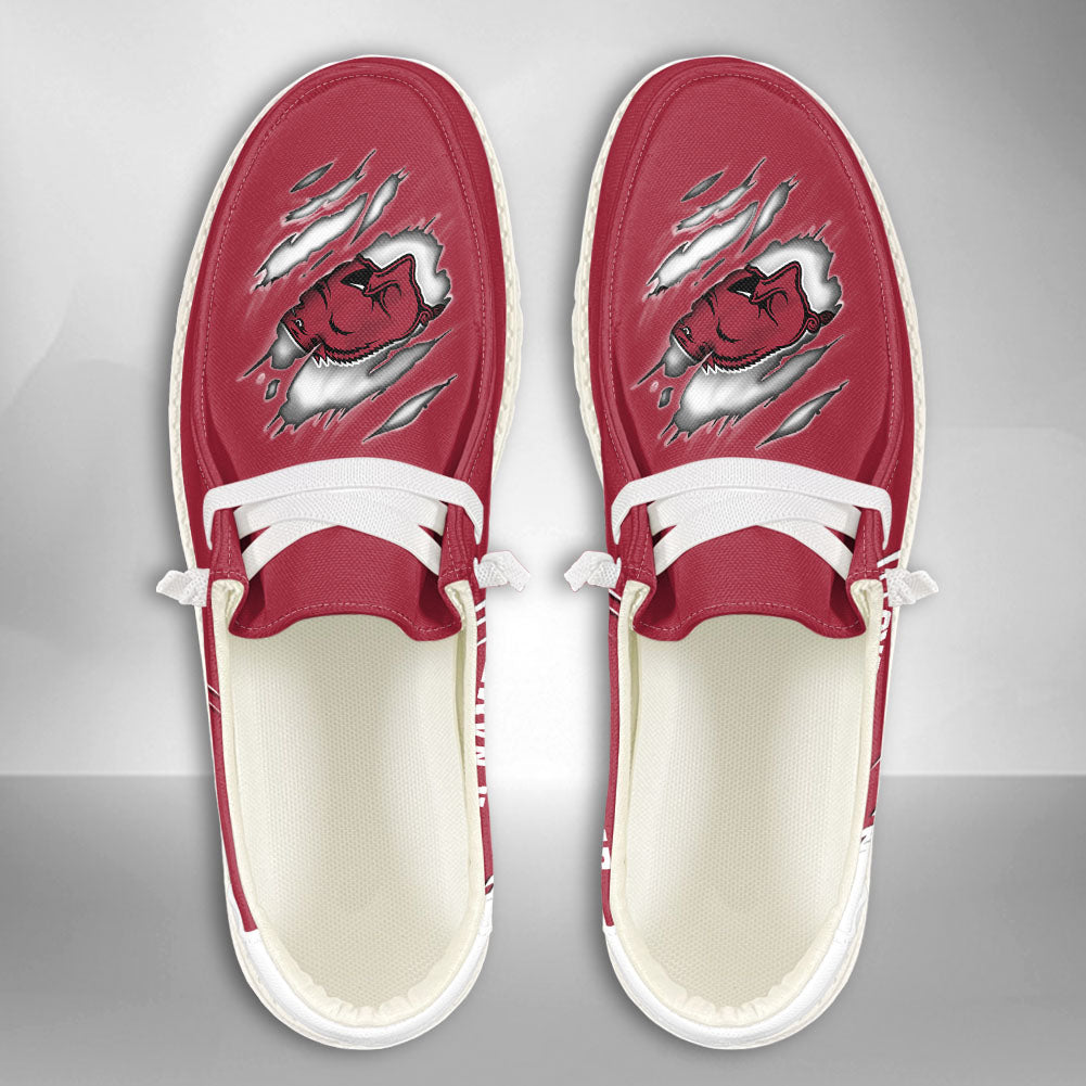 NCAA Arkansas Razorbacks Custom Name Hey Dude Shoes 10 M79