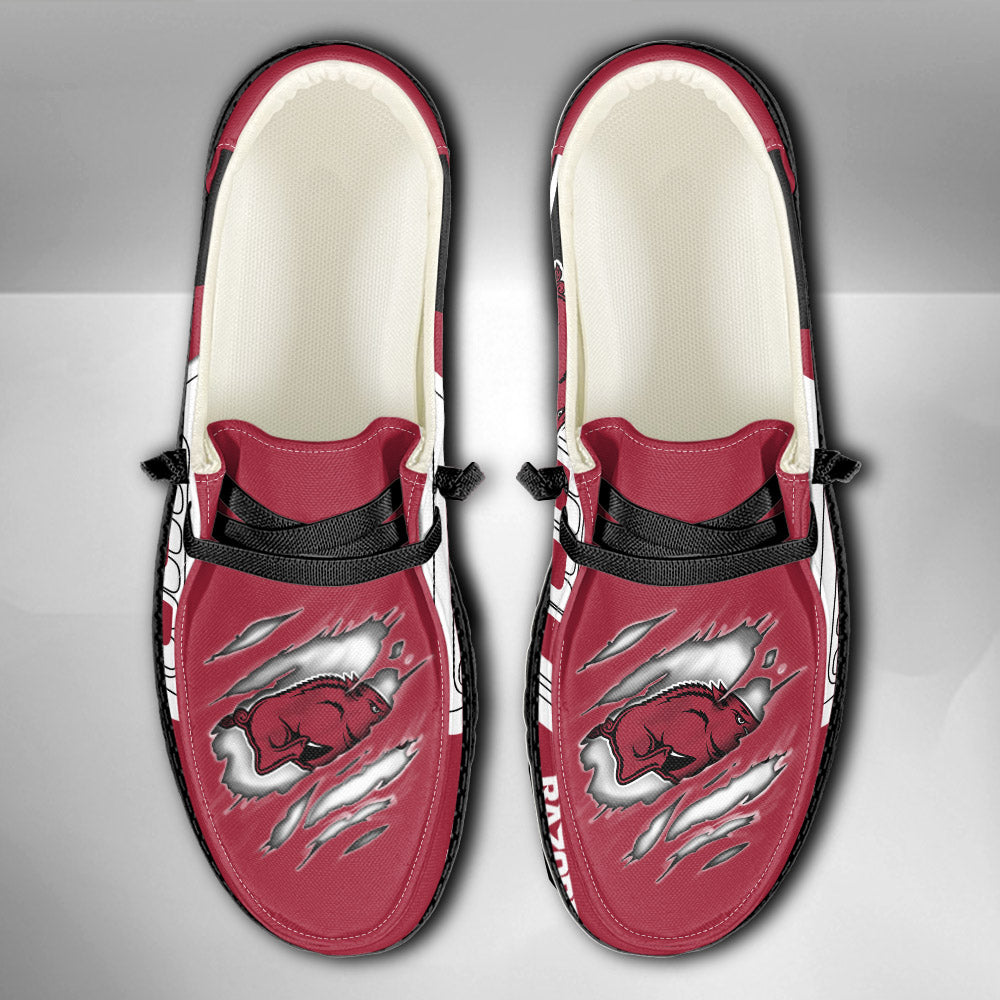 NCAA Arkansas Razorbacks Custom Name Hey Dude Shoes 11 M79