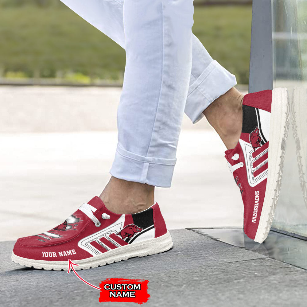 NCAA Arkansas Razorbacks Custom Name Hey Dude Shoes 11 M79