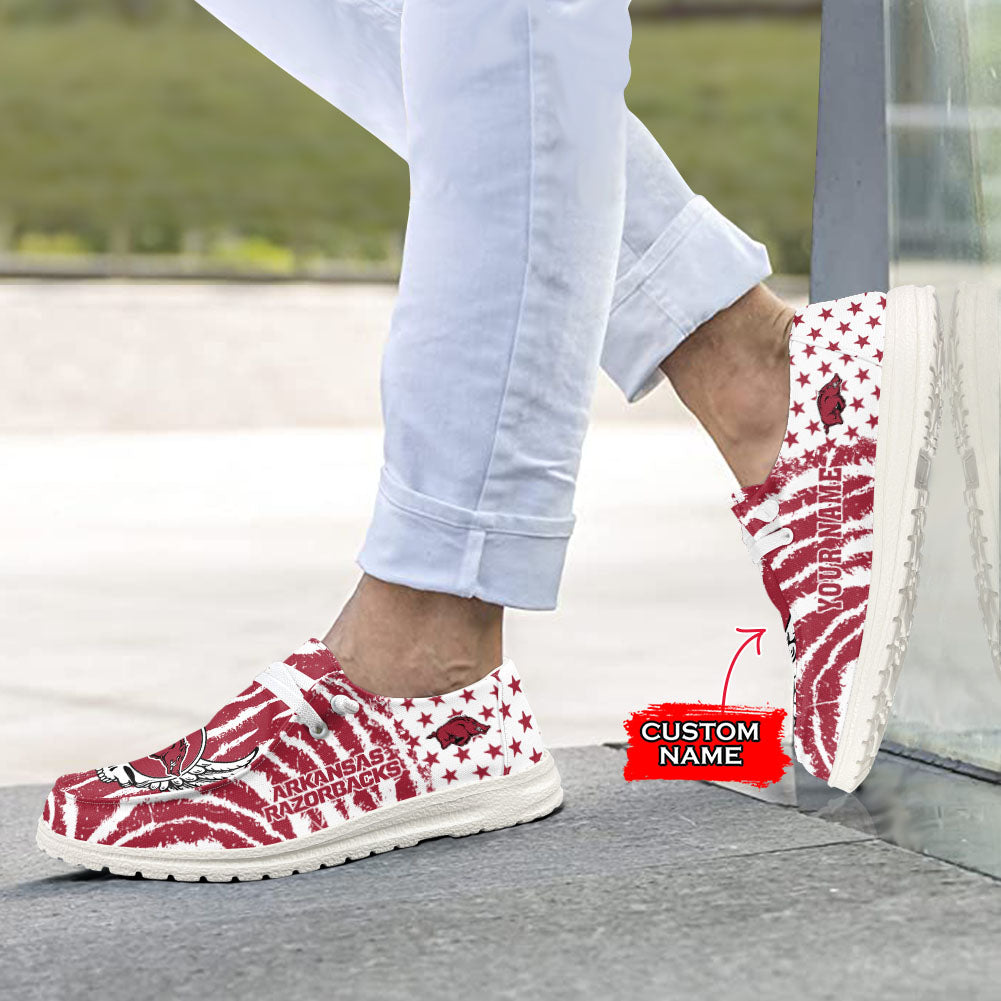 NCAA Arkansas Razorbacks Custom Name Hey Dude Shoes 12 M79