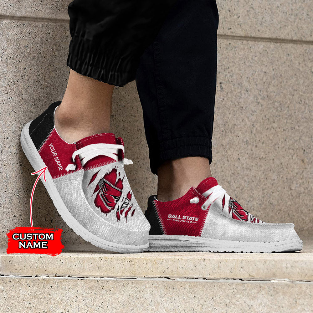 NCAA Ball State Cardinals Custom Name Hey Dude Shoes 09 M79
