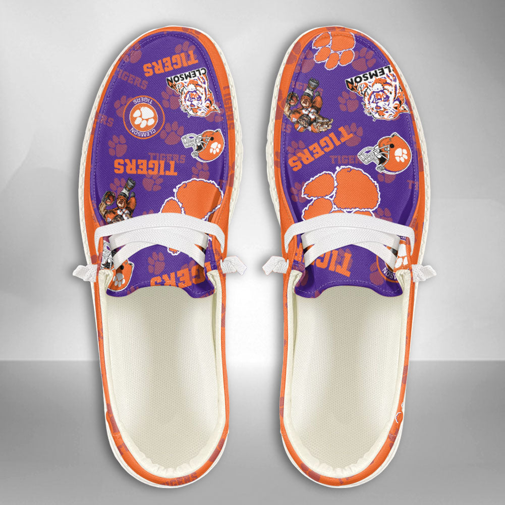 NCAA Clemson Tigers Custom Name Hey Dude Shoes 01