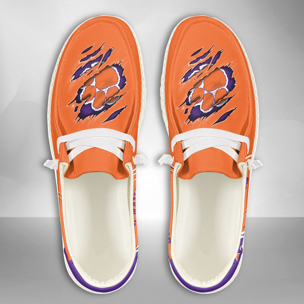 NCAA Clemson Tigers Custom Name Hey Dude Shoes 06