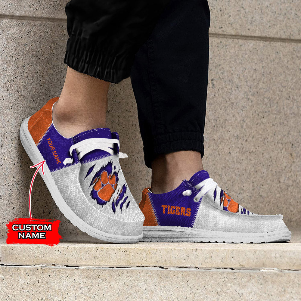 NCAA Clemson Tigers Custom Name Hey Dude Shoes 09 M79