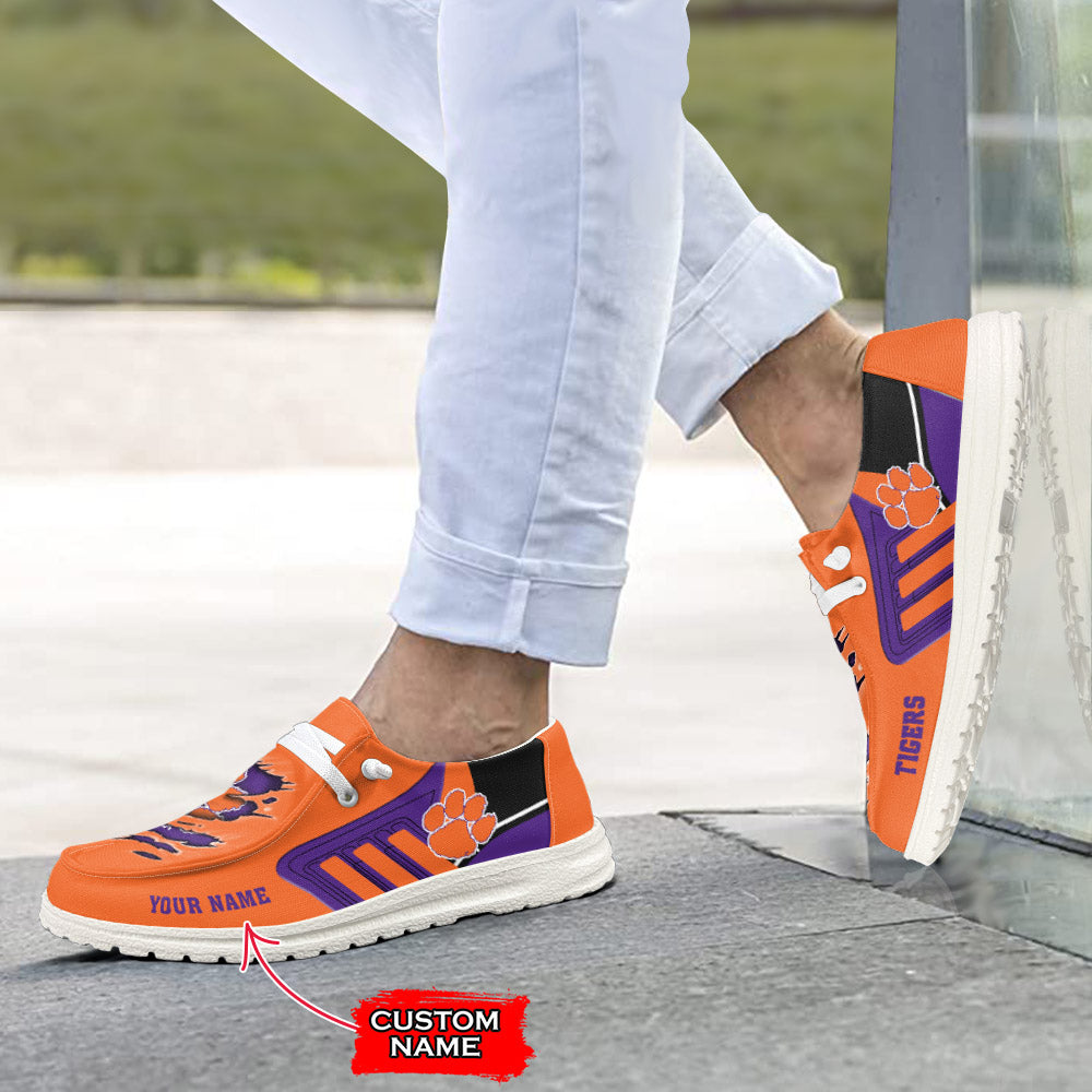 NCAA Clemson Tigers Custom Name Hey Dude Shoes 11 M79
