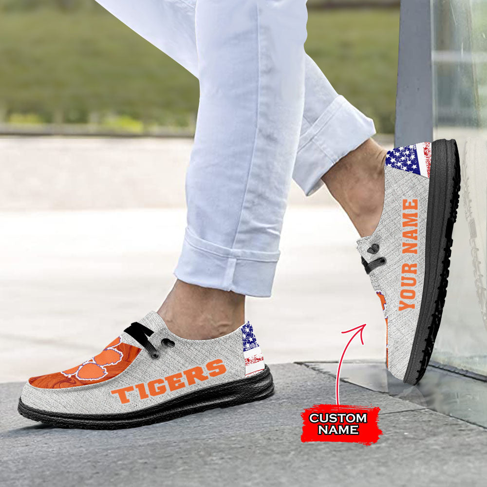 NCAA Clemson Tigers Custom Name Hey Dude Shoes 13 M79