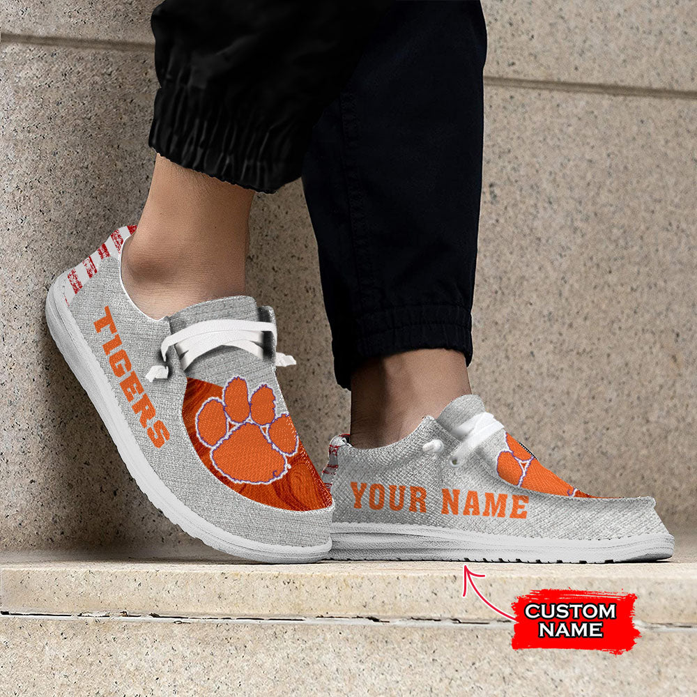 NCAA Clemson Tigers Custom Name Hey Dude Shoes 13 M79