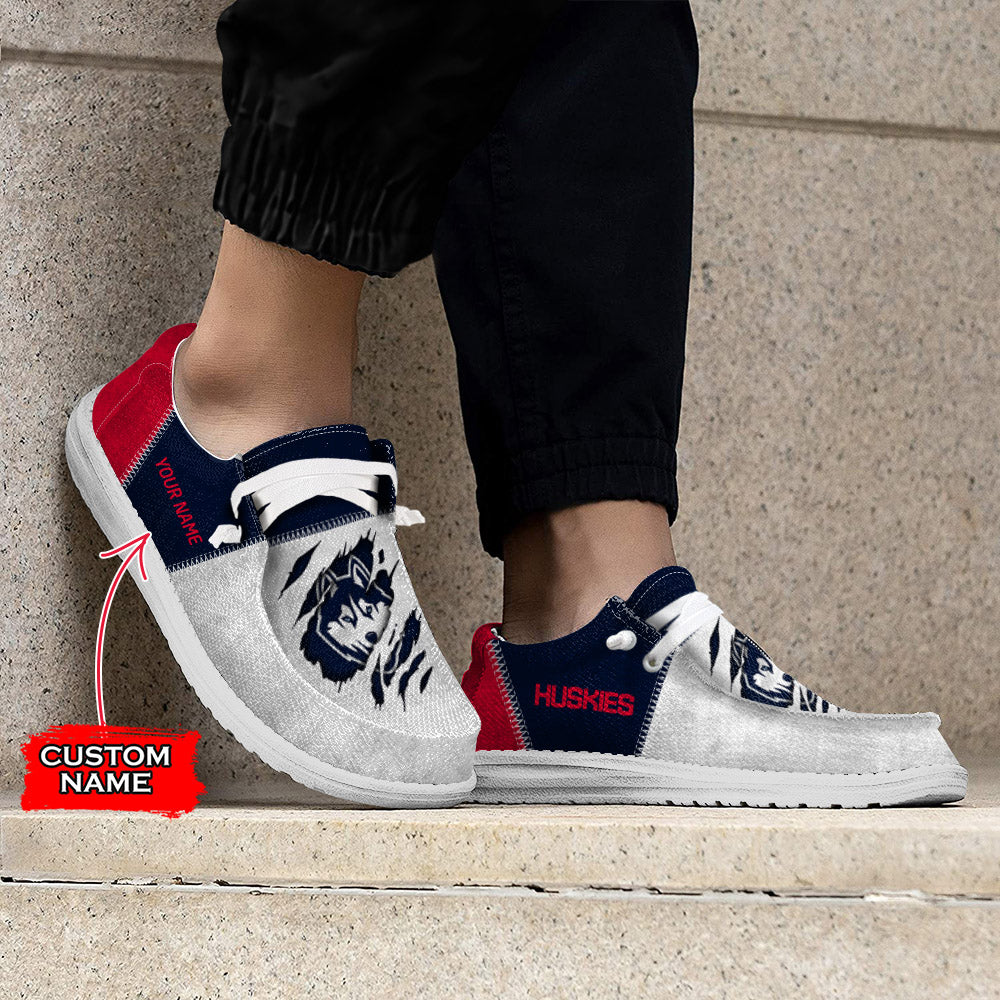 NCAA Connecticut Huskies Custom Name Hey Dude Shoes 09 M79