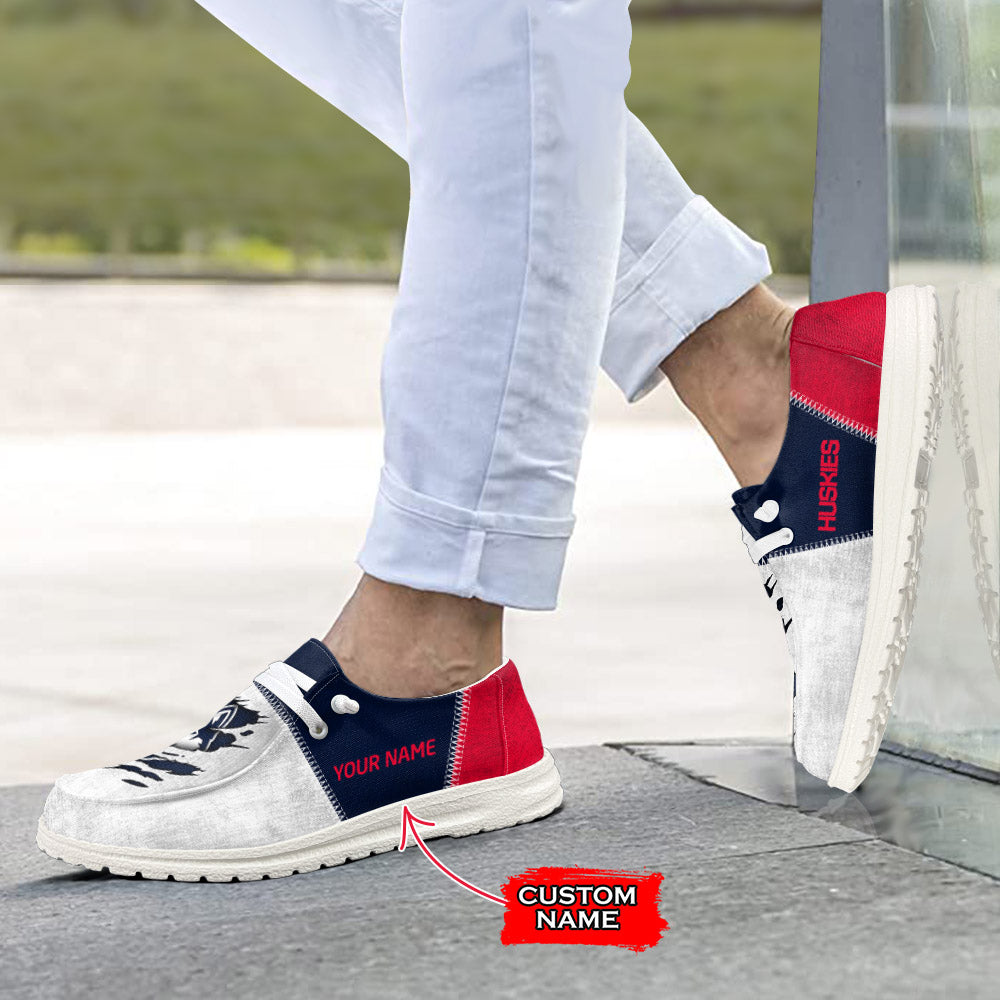 NCAA Connecticut Huskies Custom Name Hey Dude Shoes 09 M79