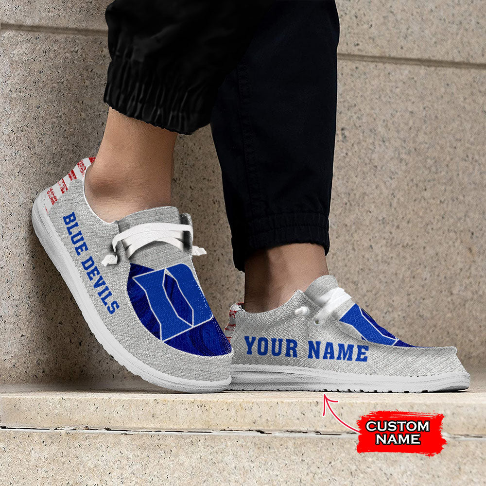 NCAA Duke Blue Devils Custom Name Hey Dude Shoes 13 M79