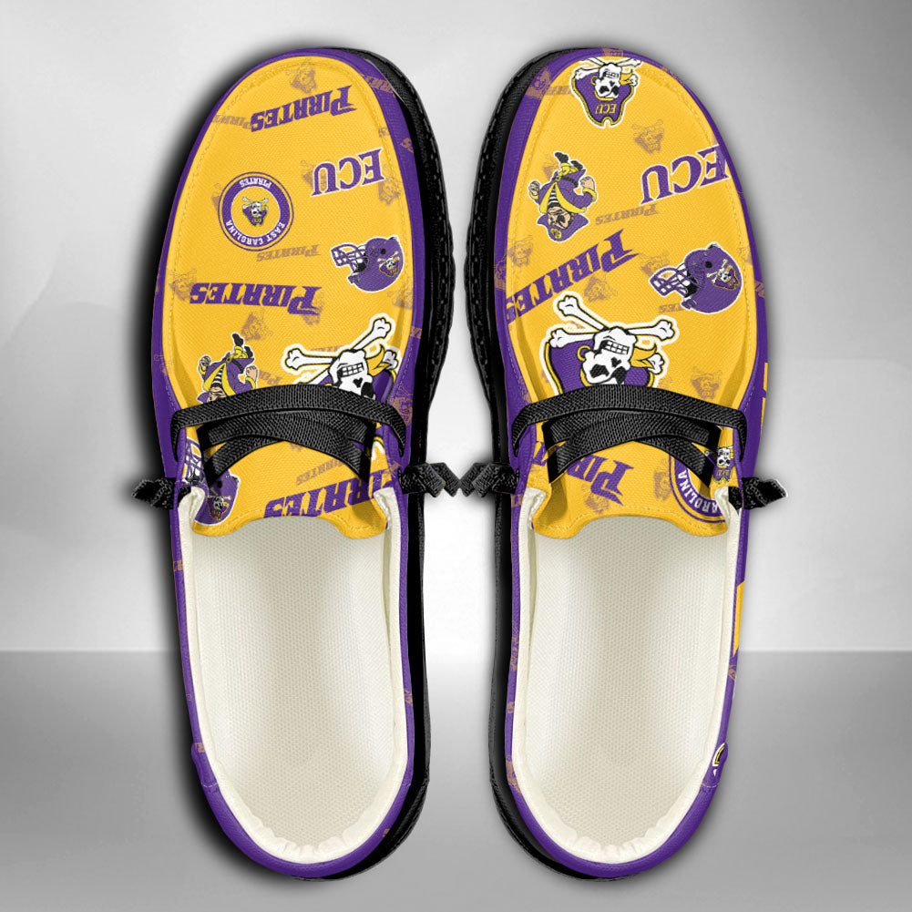 NCAA East Carolina Pirates Custom Name Hey Dude Shoes 02 M12