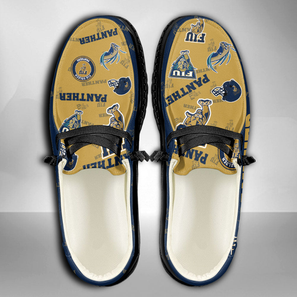 NCAA FIU GOLDEN PANTHERS Custom Name Hey Dude Shoes 01 M7