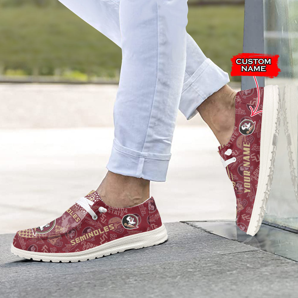 NCAA Florida State Seminoles Custom Name Hey Dude Shoes 03 M7