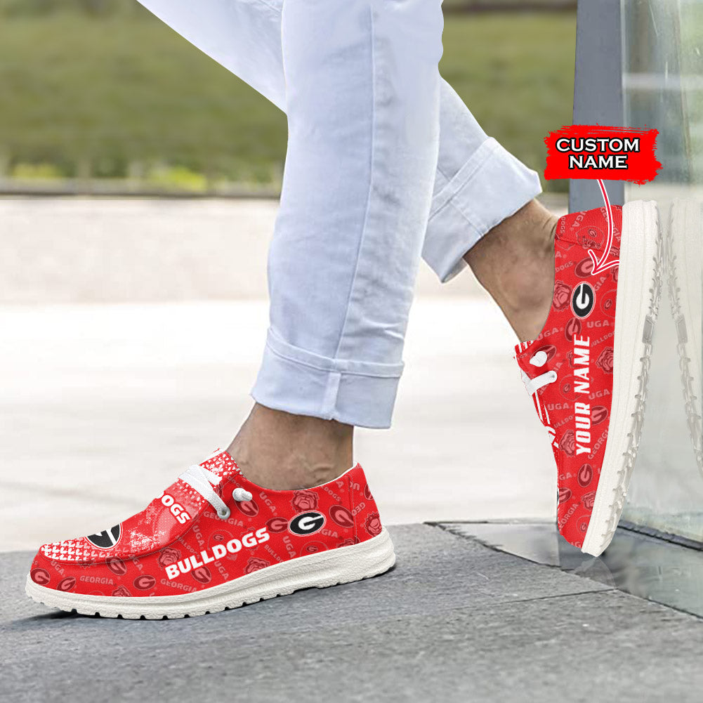NCAA Georgia Bulldogs Custom Name Hey Dude Shoes 03 M7