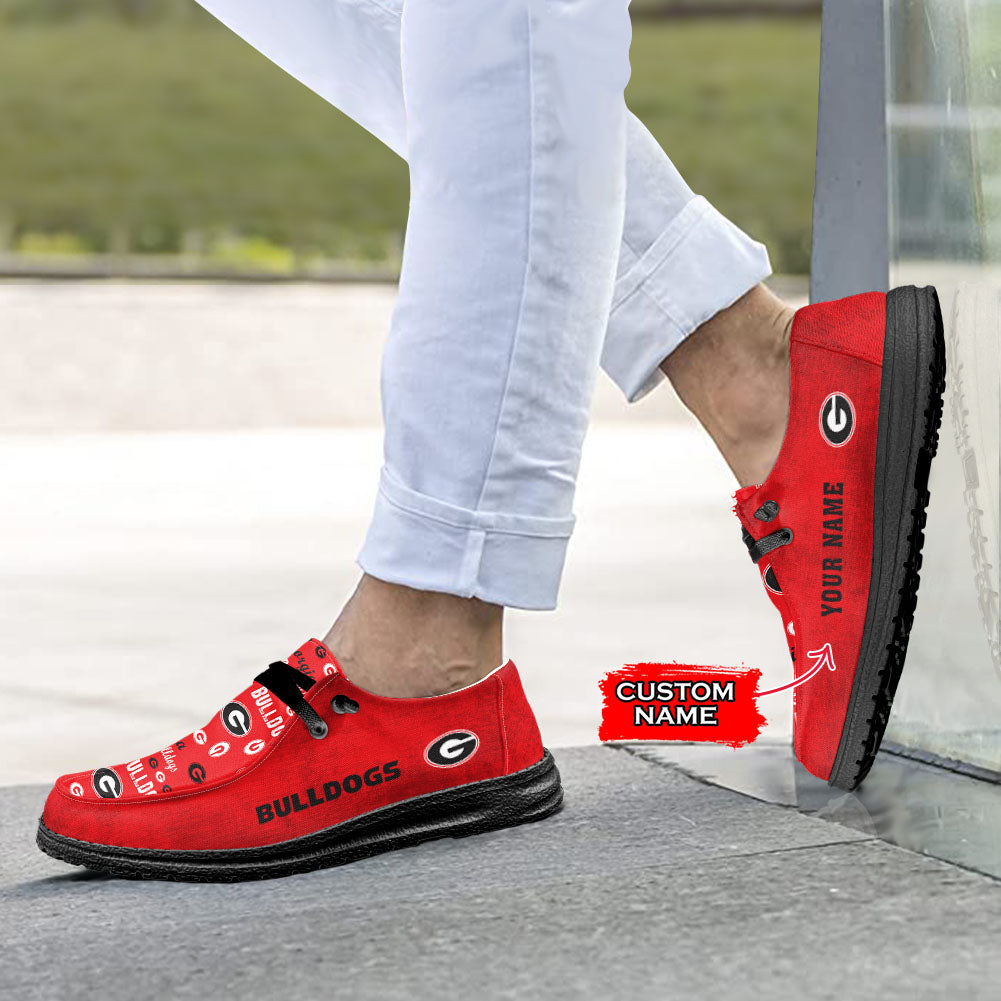 NCAA Georgia Bulldogs Custom Name Hey Dude Shoes 04 M12
