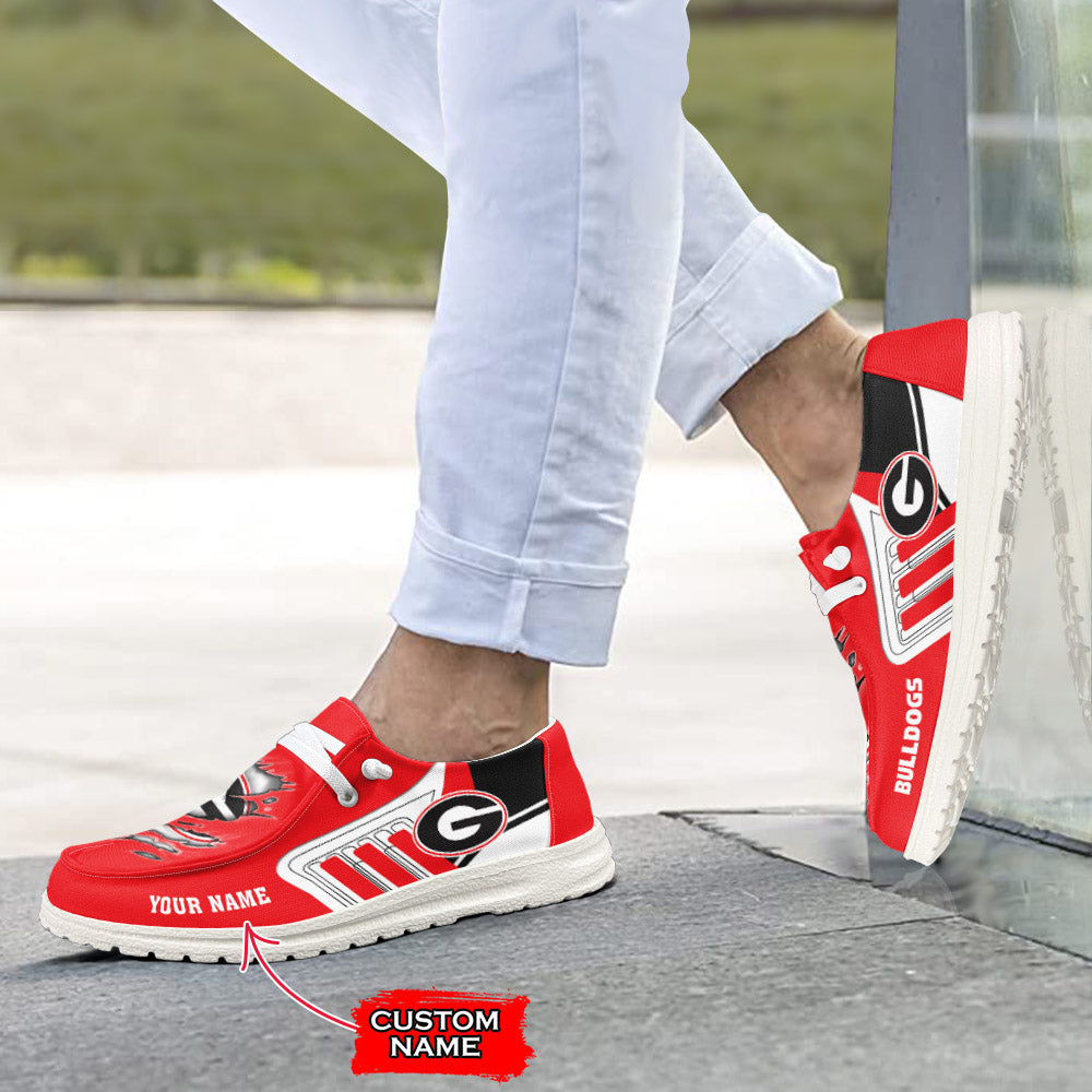 NCAA Georgia Bulldogs Custom Name Hey Dude Shoes 07 M7