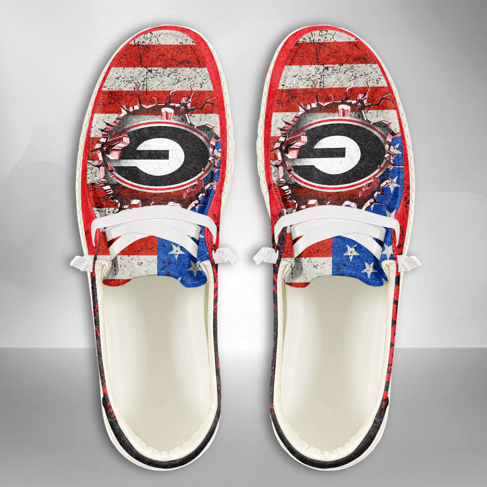 NCAA Georgia Bulldogs Custom Name Hey Dude Shoes 07 M79