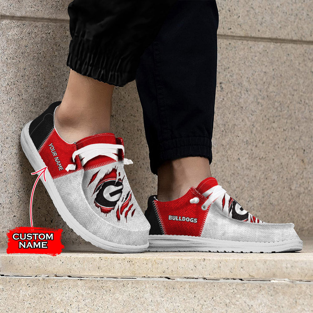 NCAA Georgia Bulldogs Custom Name Hey Dude Shoes 09 M79