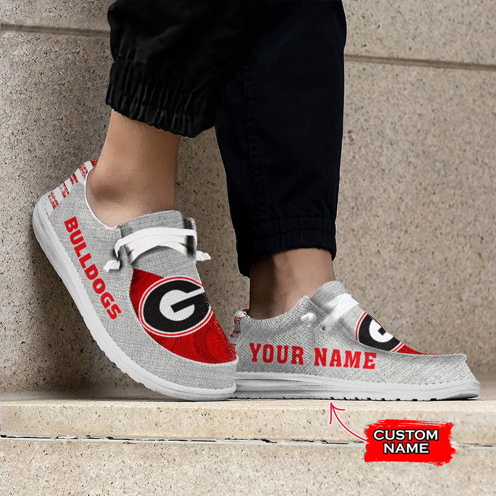 NCAA Georgia Bulldogs Custom Name Hey Dude Shoes 13 M79