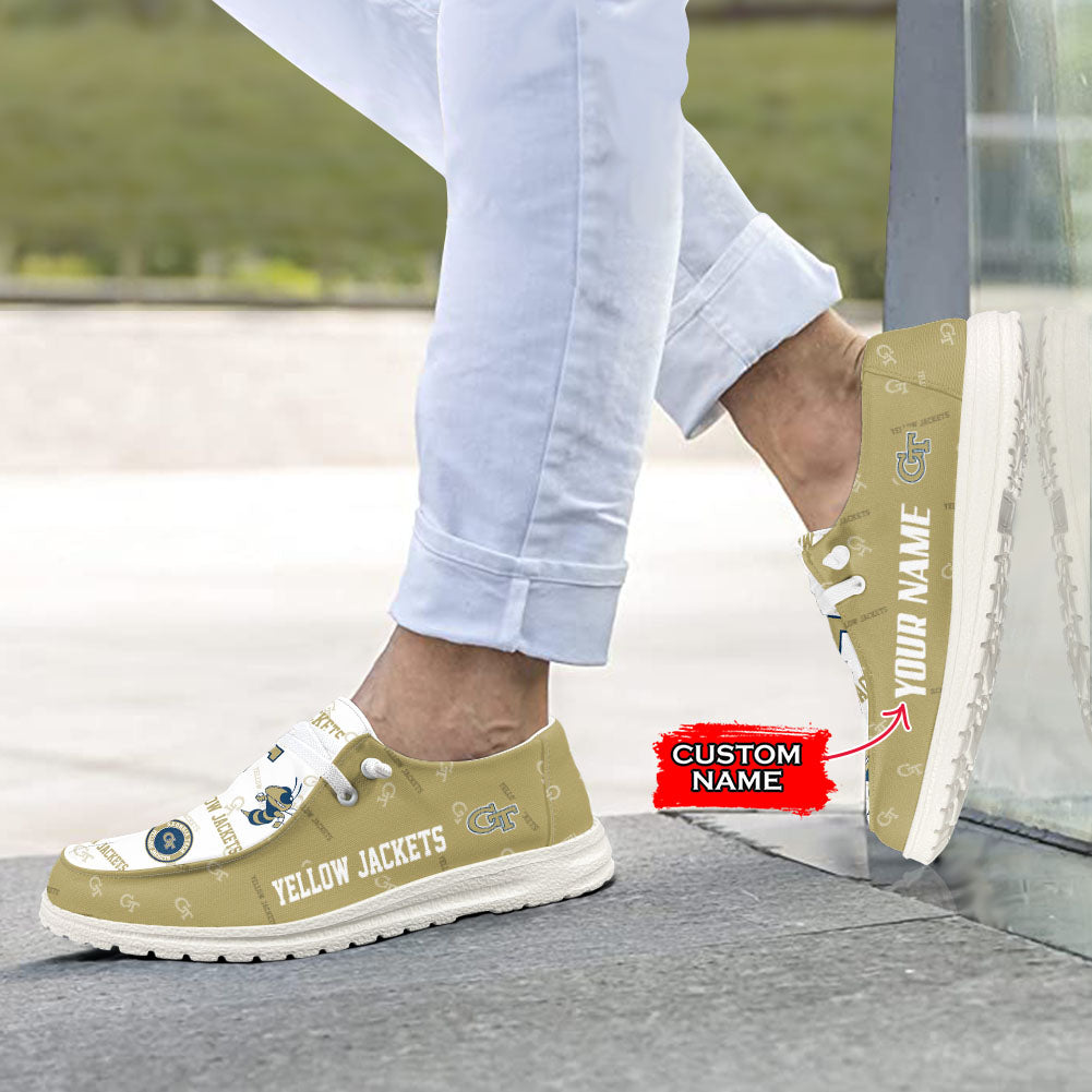 NCAA Georgia Tech Yellow Jackets Custom Name Hey Dude Shoes 01 M7