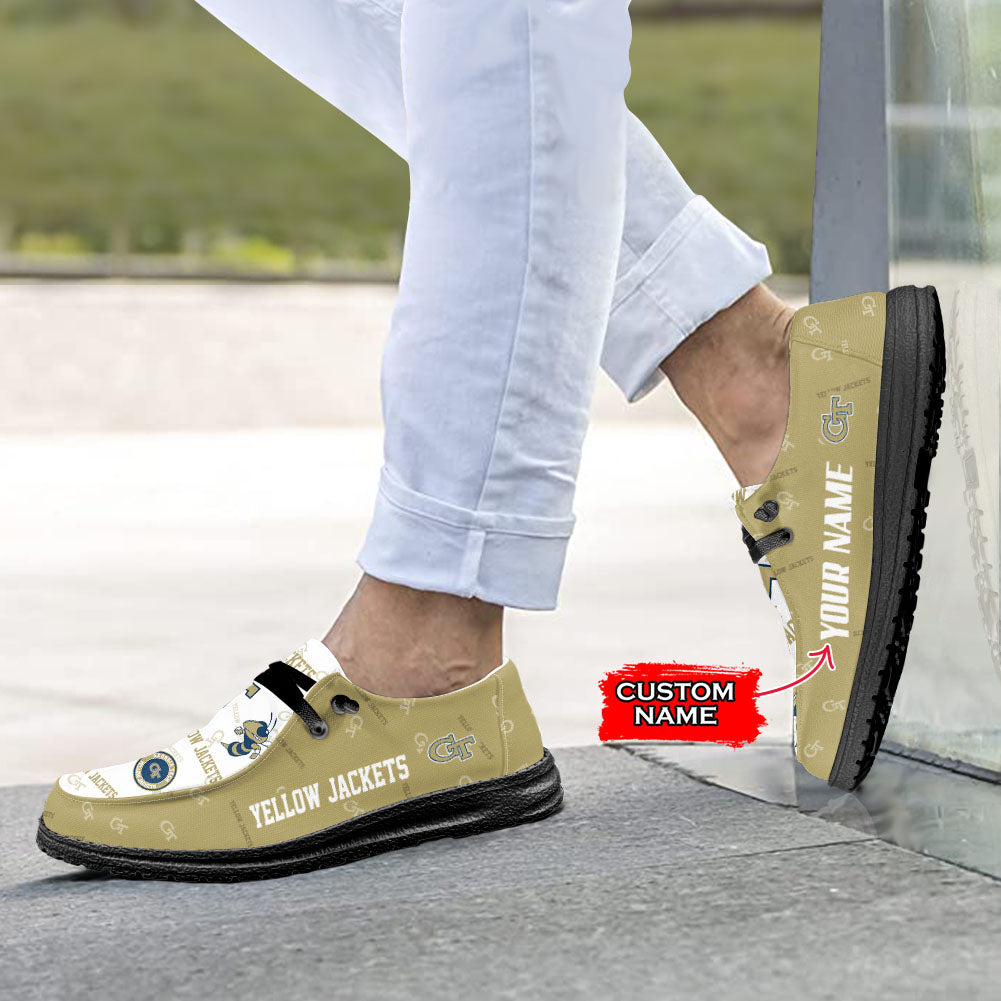 NCAA Georgia Tech Yellow Jackets Custom Name Hey Dude Shoes 01 M7
