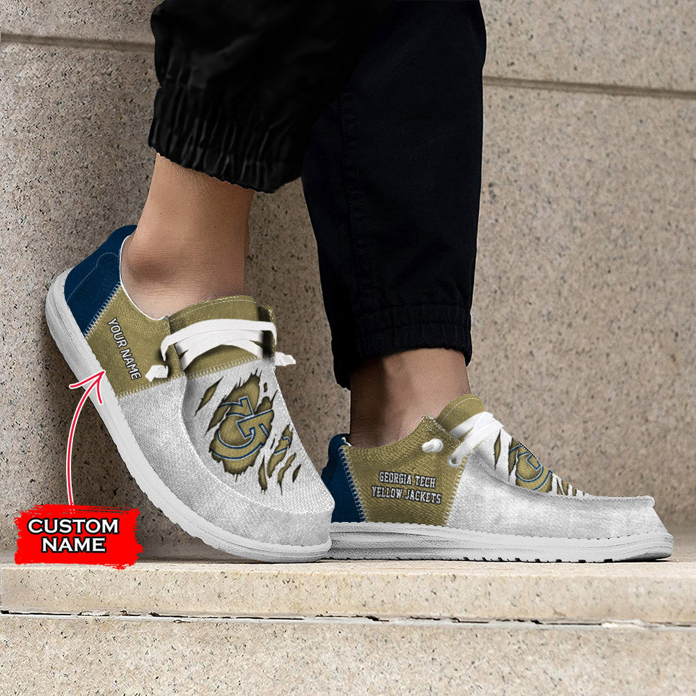 NCAA Georgia Tech Yellow Jackets Custom Name Hey Dude Shoes 09 M79